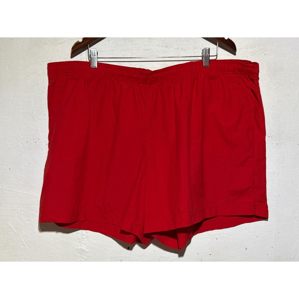 Columbia Mens Red Swim Trunks 3X Solid Nylon Mesh Lined Athletic Water Shorts